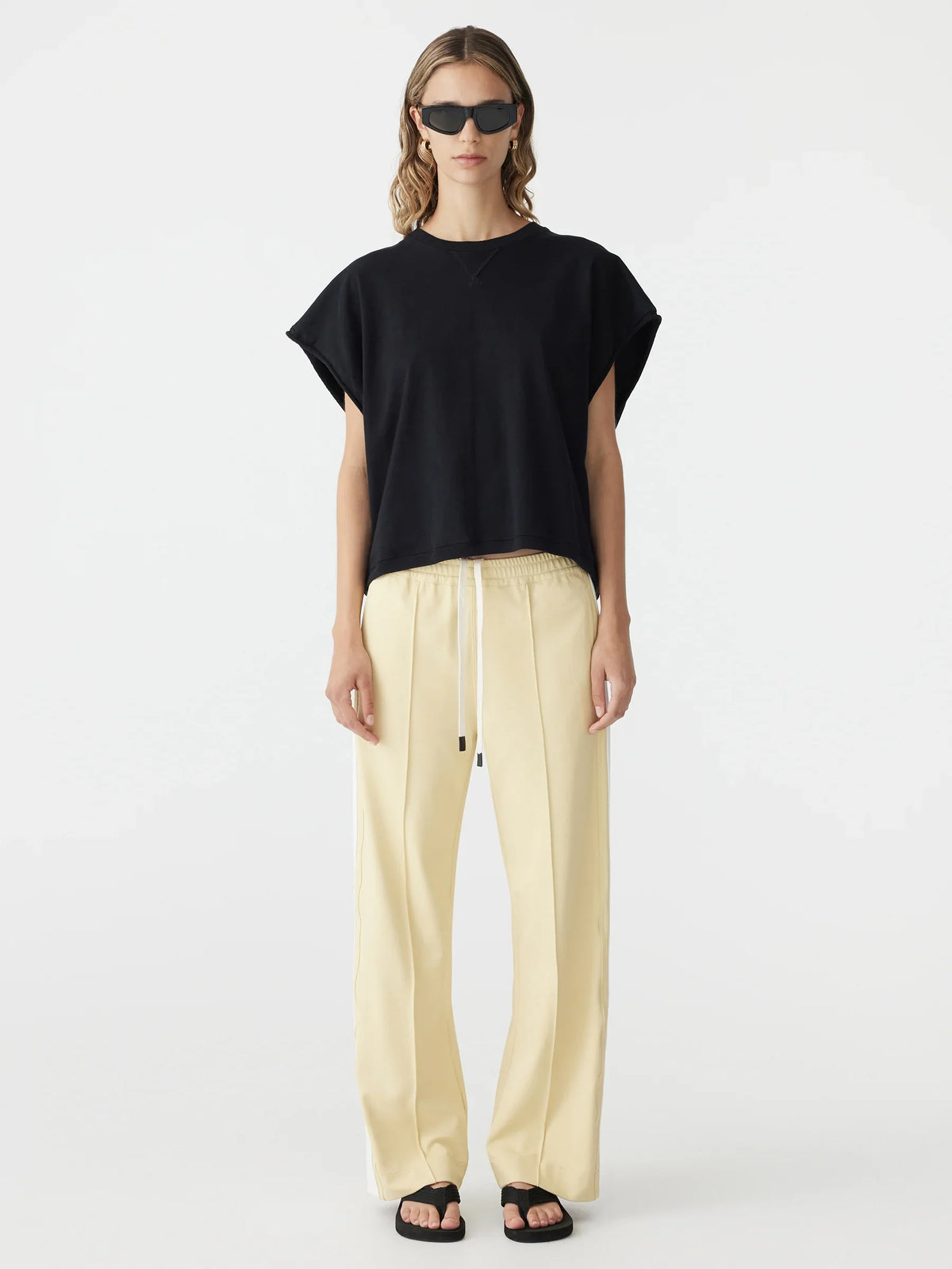 Bassike / Boxy Cut Off Tank / Black