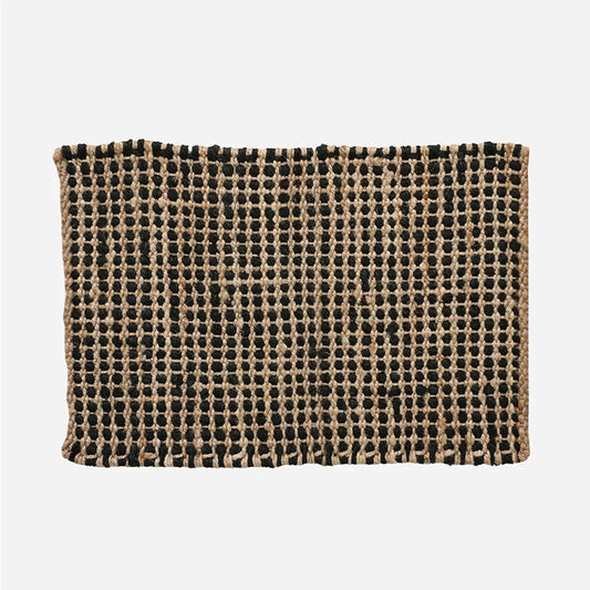 Waffle Weave Doormat / Black + Natural