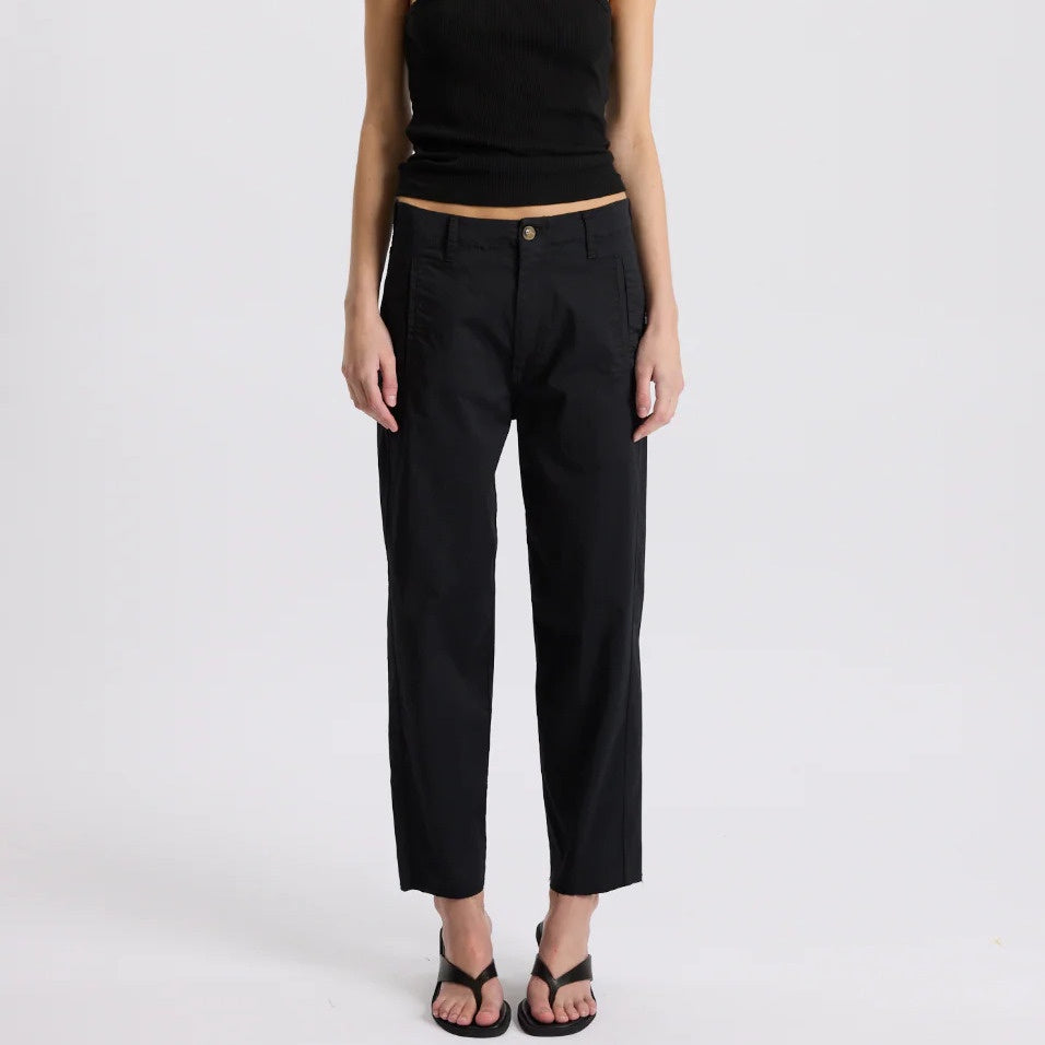 Bassike / Double Dyed Raw Hem Pant / Black
