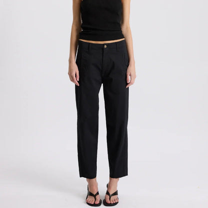 Bassike / Double Dyed Raw Hem Pant / Black