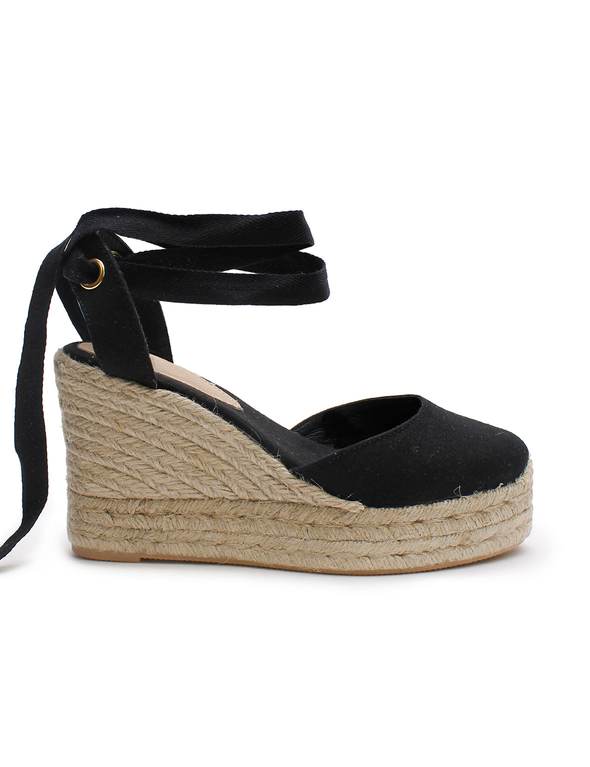 High Wedge Espadrille - Black