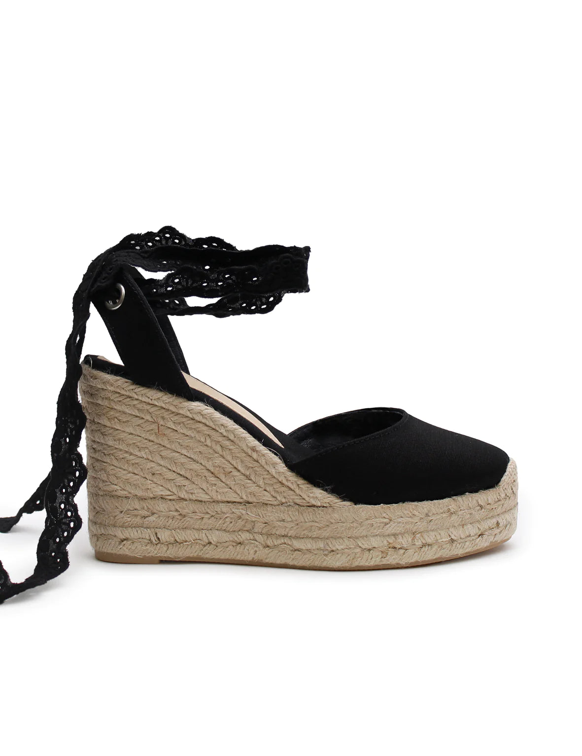 High Wedge Espadrille - Black