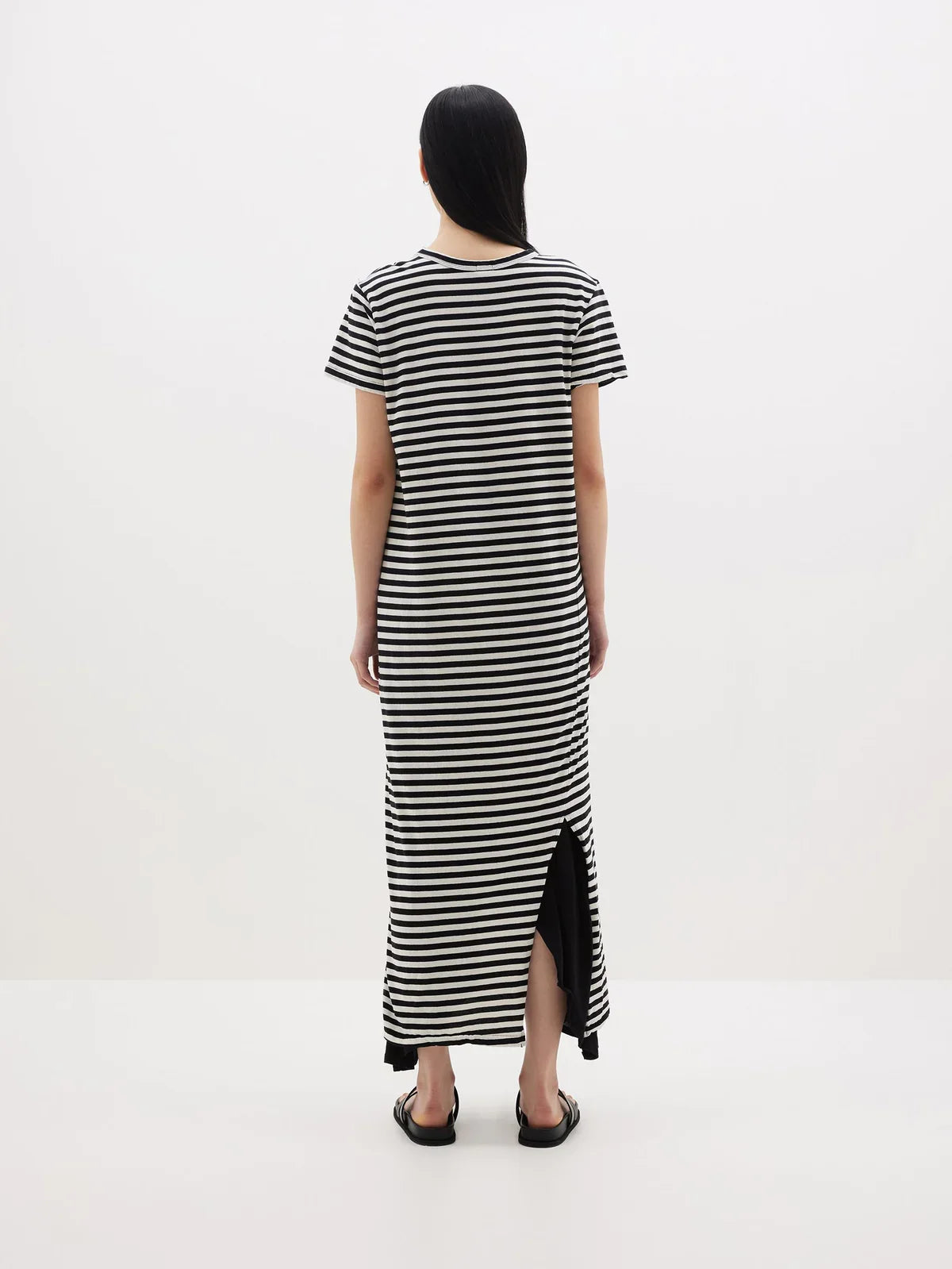 Bassike / Stripe Heritage Short Sleeve T.Shirt Dress / Undyed + Black