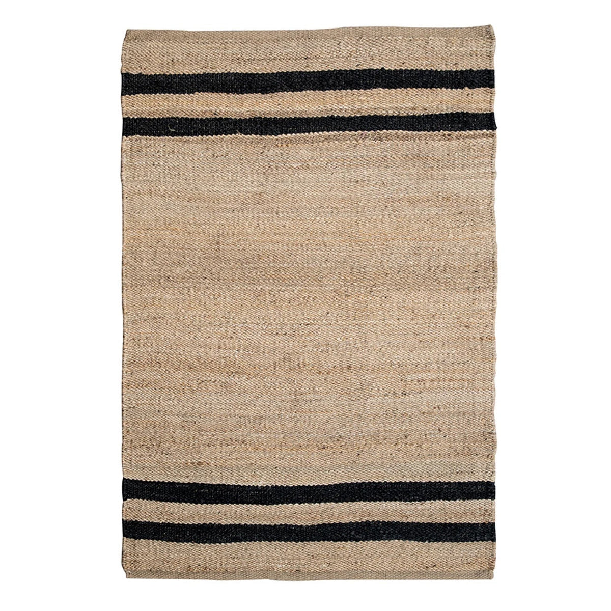 Jute Rug / Natural + Black Stripes