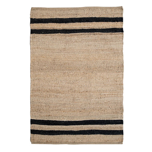 Jute Rug / Natural + Black Stripes