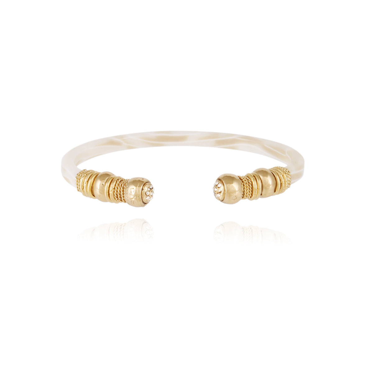 GAS Bijoux / Sari Acetate Bracelet / Ivory + Crystal