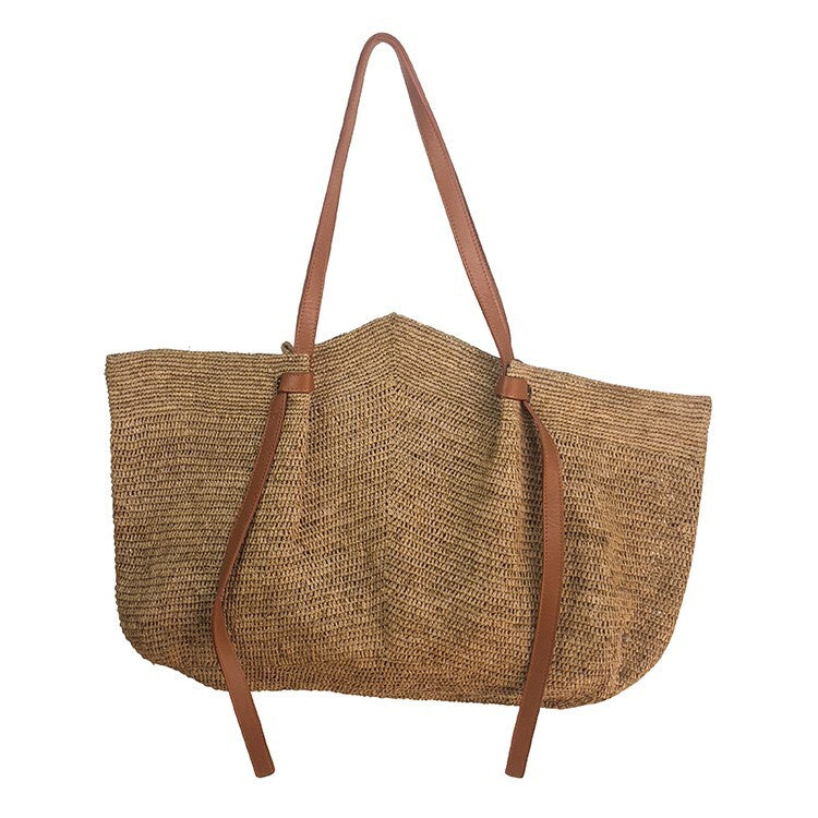 Gemma Oversized Tote / Light Brown + Tan Leather Straps
