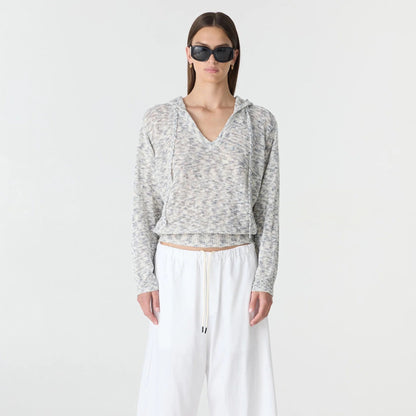 Bassike / Melange Hooded Knit / White + Brown