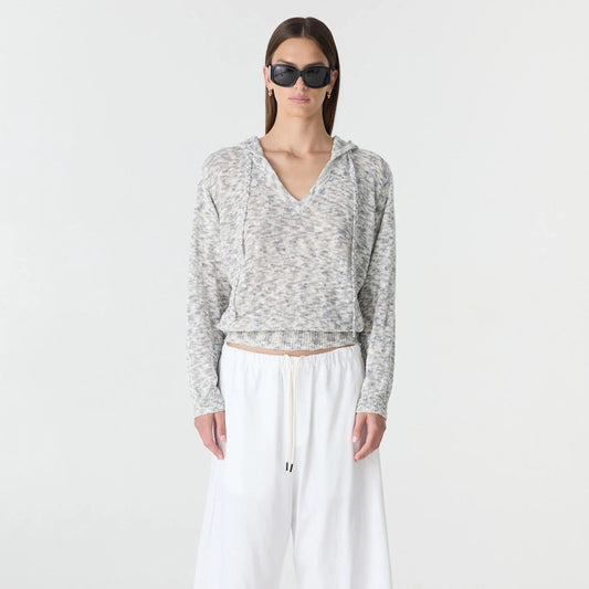 Bassike / Melange Hooded Knit / White + Brown