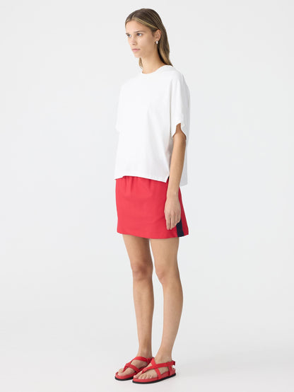 Bassike / Stretch Twill Mini Skirt / Red + Ink