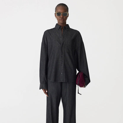 Bassike / Minimal Chambray Shirt / Washed Black