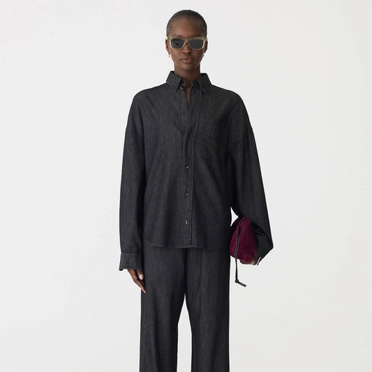 Bassike / Minimal Chambray Shirt / Washed Black