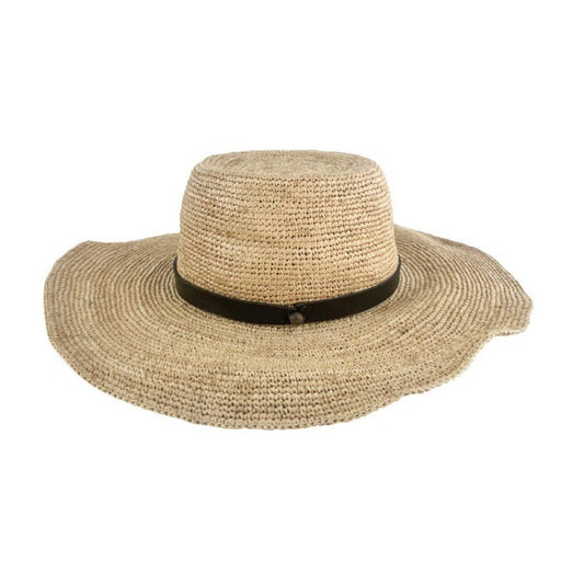 New Gaston Hat / Natural + Black Leather Trim