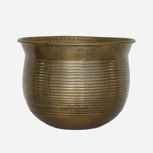 Ribbed Urn / Planter / Old Gold