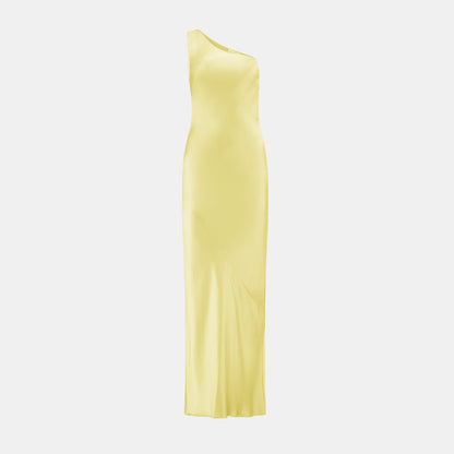yellow one shoulder dress zara Zara - Asymmetric Satin Dress - Mustard - L