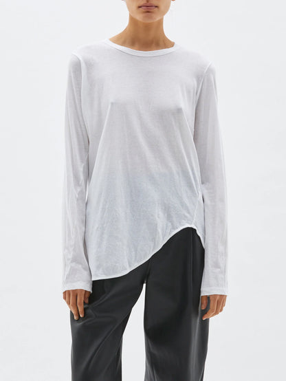 Bassike / Regular Scoop Hem Longsleeve T-Shirt / White