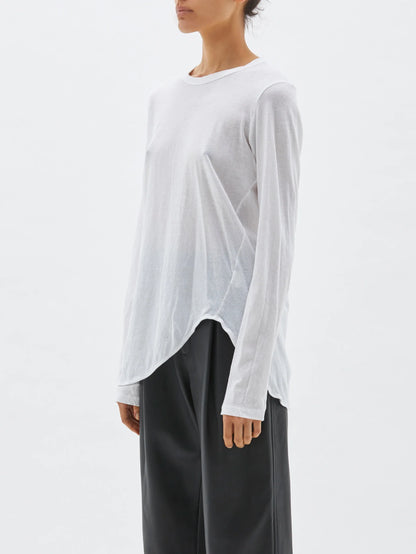 Bassike / Regular Scoop Hem Longsleeve T-Shirt / White