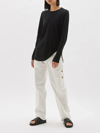 Bassike / Regular Scoop Hem Longsleeve T-Shirt / Black