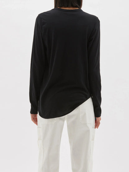 Bassike / Regular Scoop Hem Longsleeve T-Shirt / Black