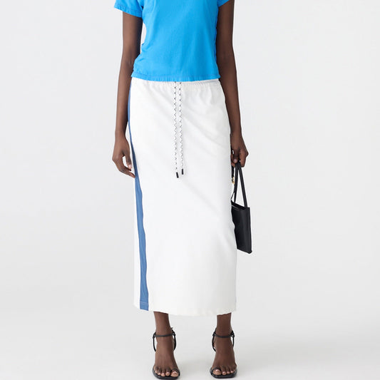 Bassike / Stretch Twill Pull on Skirt / White + Marine