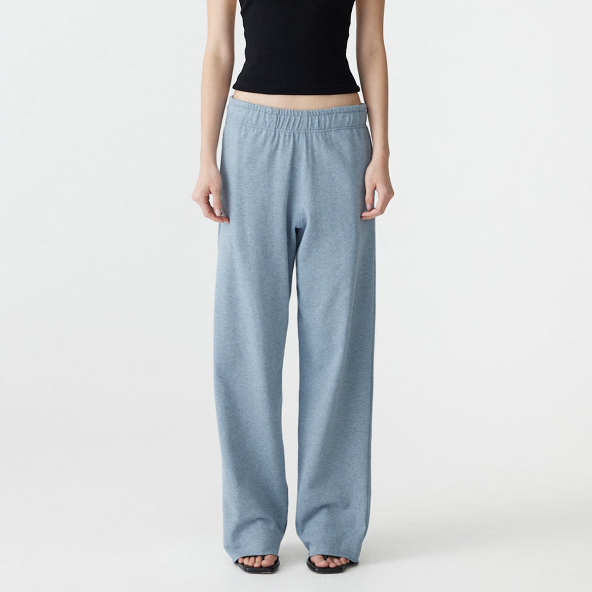 Bassike / Wide Leg French Terry Pant / Blue Marle