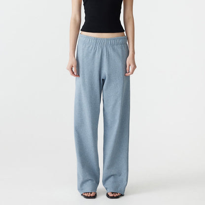 Bassike / Wide Leg French Terry Pant / Blue Marle