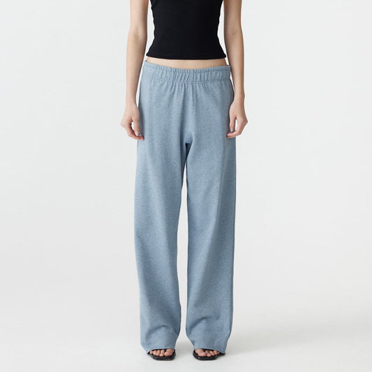 Bassike / Wide Leg French Terry Pant / Blue Marle