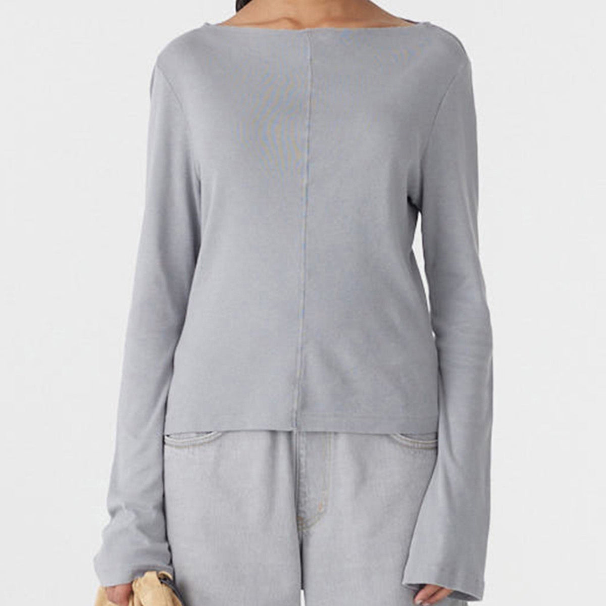 Bassike / Front Seam Rib Long Sleeve T-Shirt / Smoke Grey