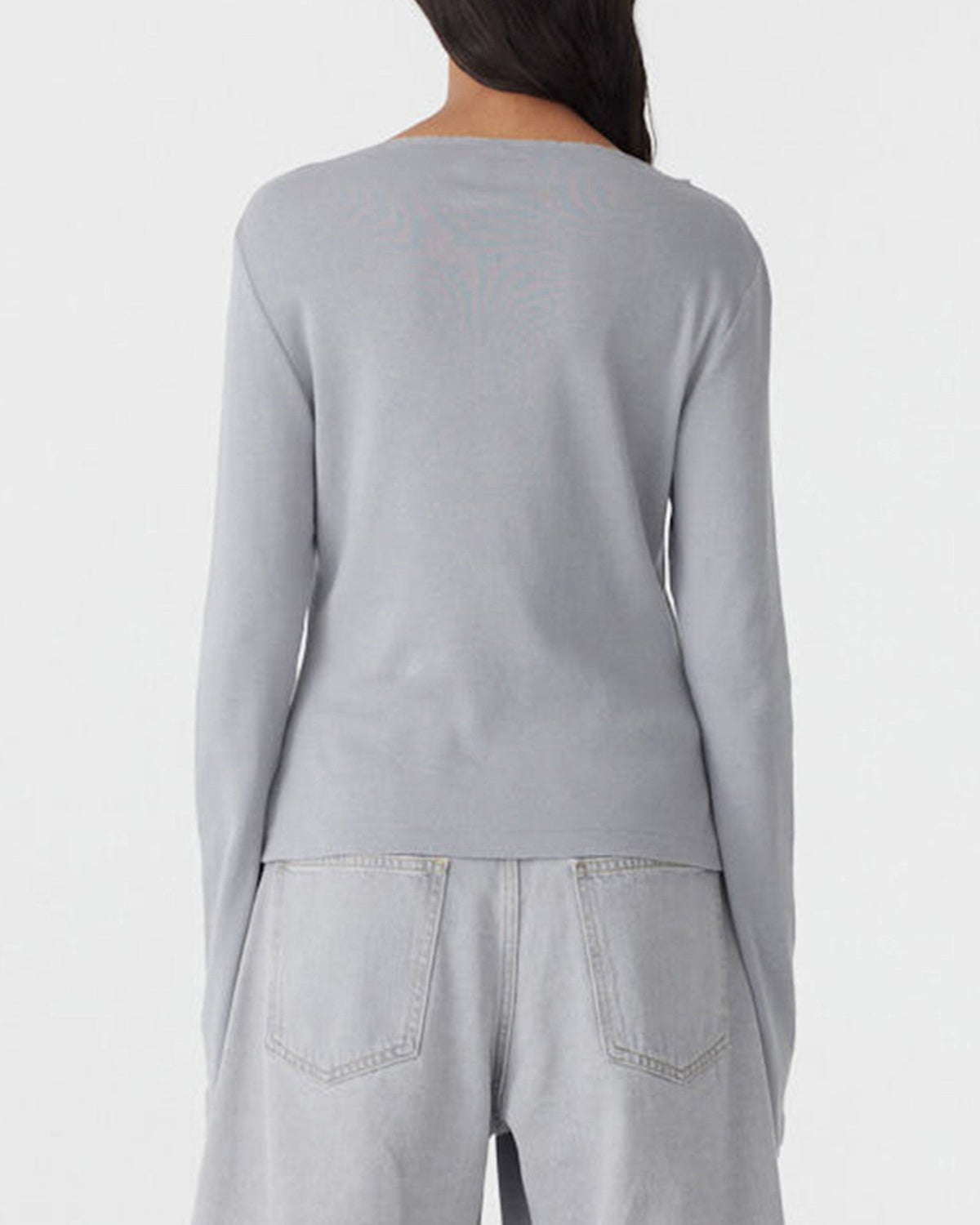 Bassike / Front Seam Rib Long Sleeve T-Shirt / Smoke Grey