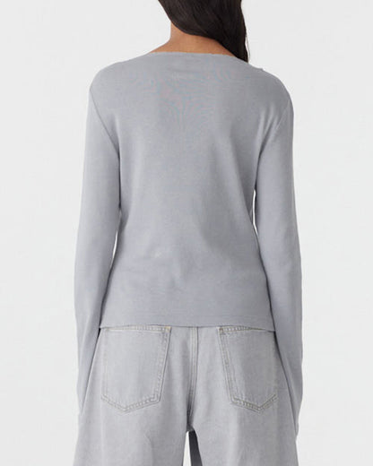 Bassike / Front Seam Rib Long Sleeve T-Shirt / Smoke Grey