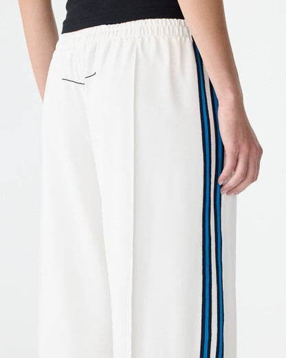 Bassike / Double Stripe Wide Leg Pant / White / Cobalt / Ink Stripe