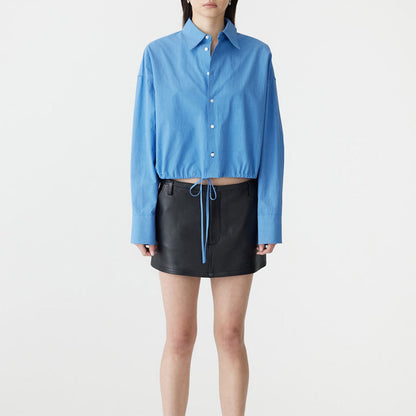 Bassike / Crushed Cotton Gathered Shirt / Cornflower