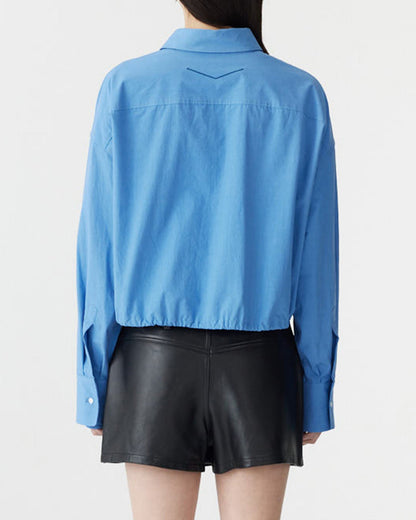 Bassike / Crushed Cotton Gathered Shirt / Cornflower