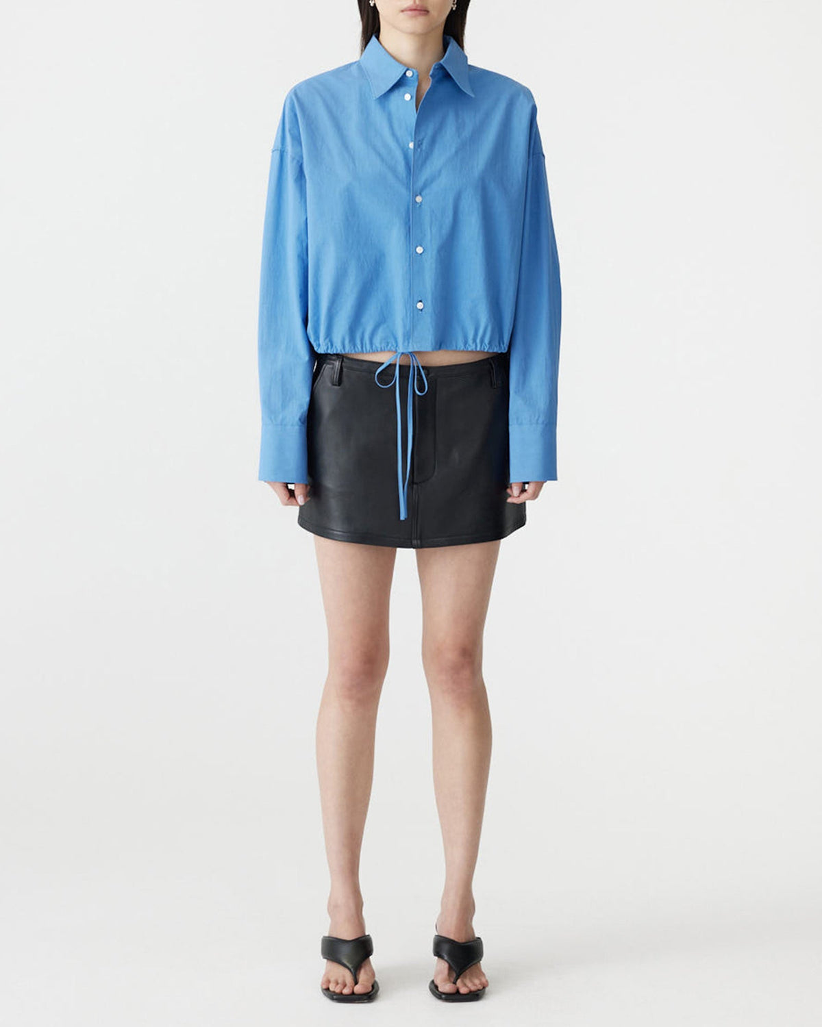 Bassike / Crushed Cotton Gathered Shirt / Cornflower