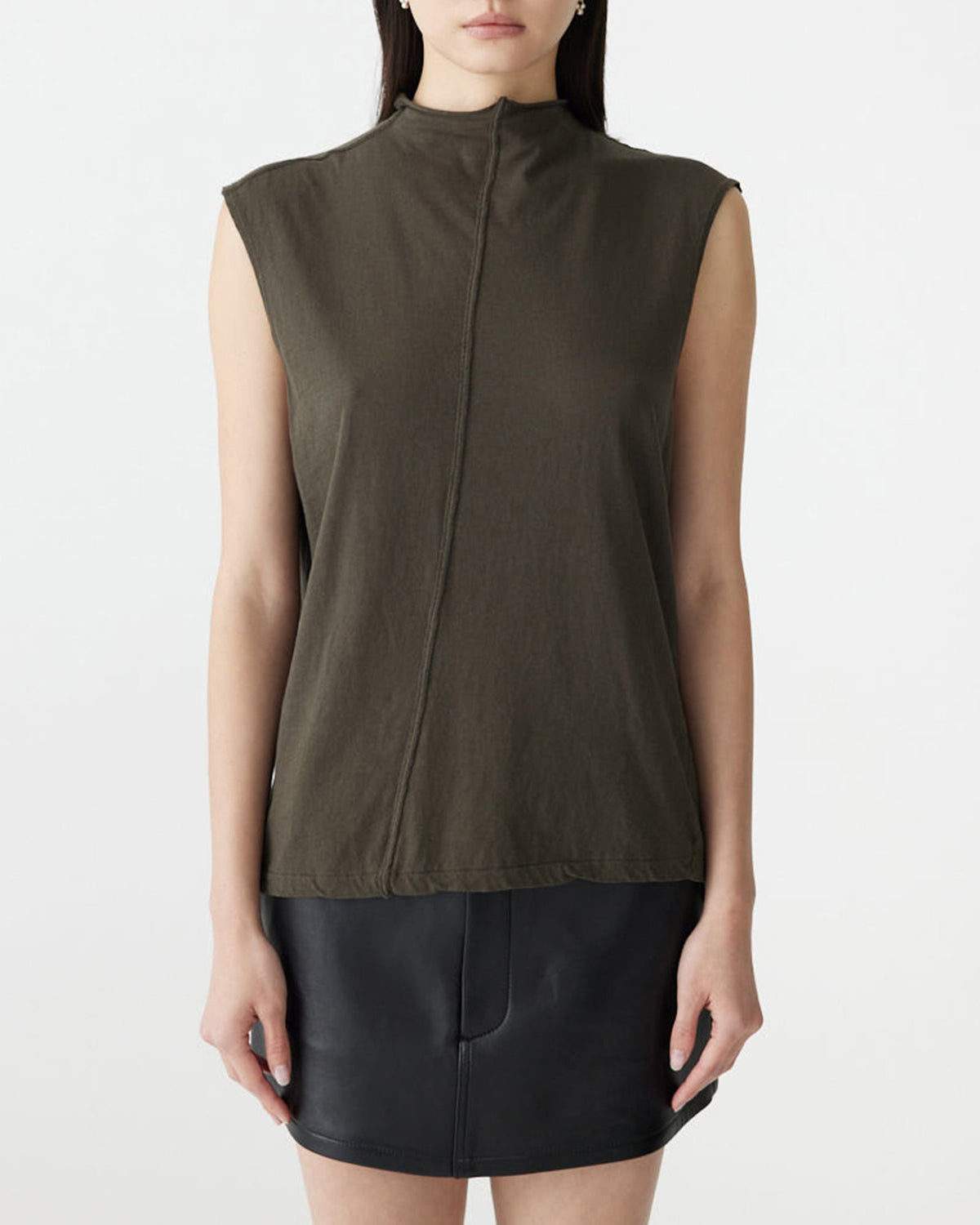 Bassike / Slouch Raised Neck Tank / Ash