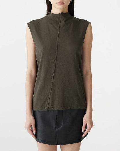 Bassike / Slouch Raised Neck Tank / Ash
