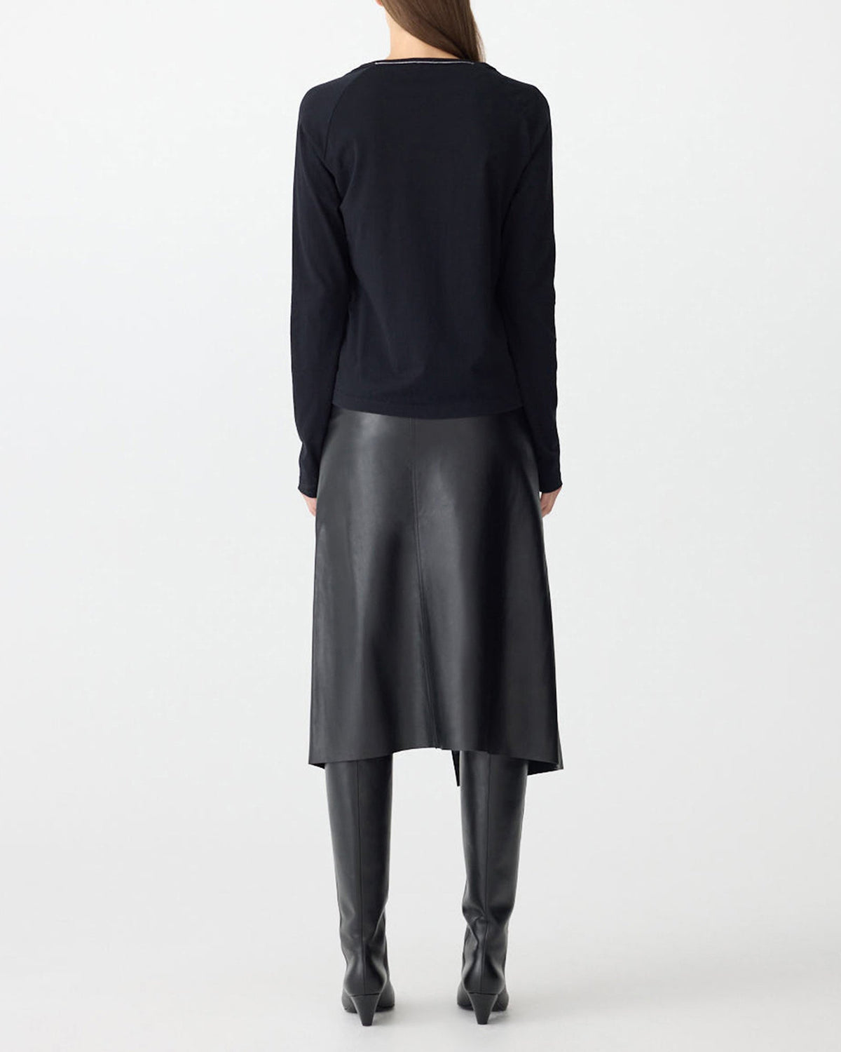 Bassike / Bind Detail Raglan Long Sleeve T-Shirt / Black