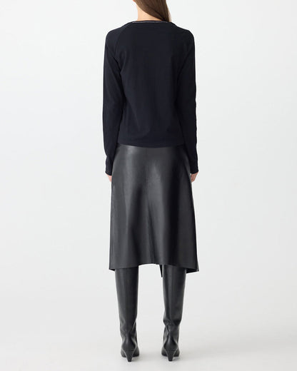 Bassike / Bind Detail Raglan Long Sleeve T-Shirt / Black