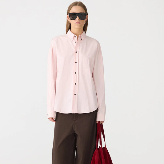 Bassike / Crushed Cotton Slouch Shirt / Soft Pink