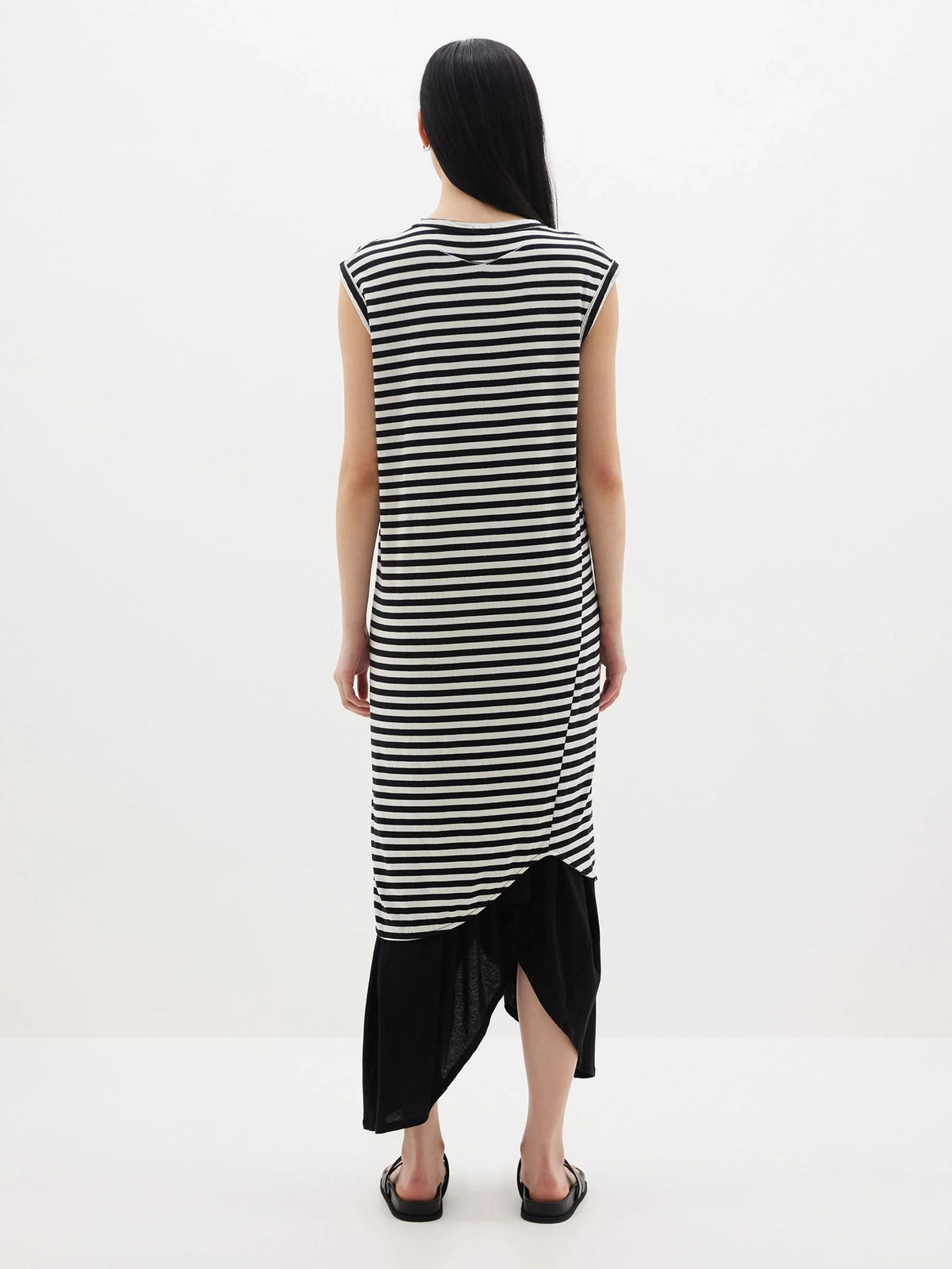 Bassike / Stripe Slim Muscle Tank Dress / Undyed + Black