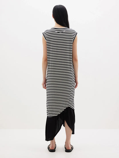 Bassike / Stripe Slim Muscle Tank Dress / Undyed + Black