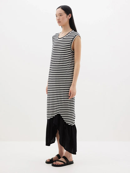 Bassike / Stripe Slim Muscle Tank Dress / Undyed + Black