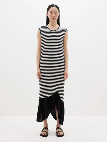 Bassike / Stripe Slim Muscle Tank Dress / Undyed + Black