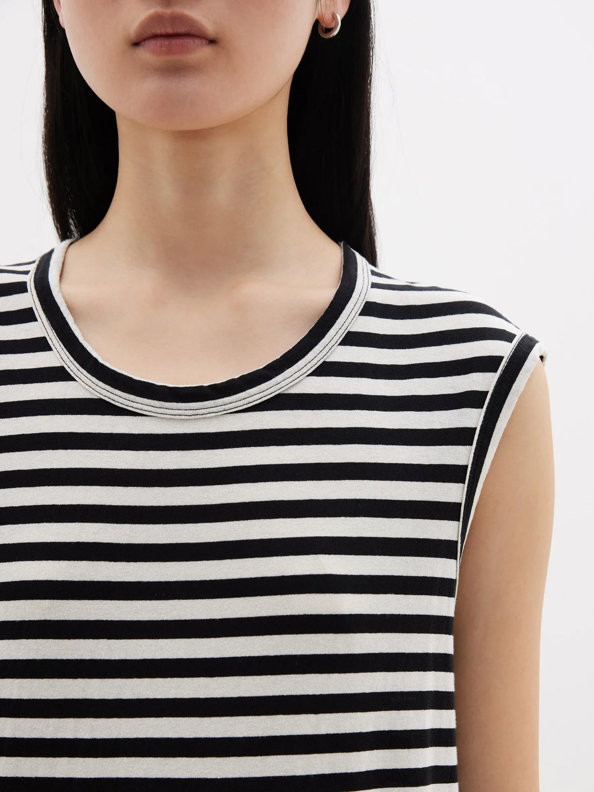 Bassike / Stripe Slim Muscle Tank Dress / Undyed + Black