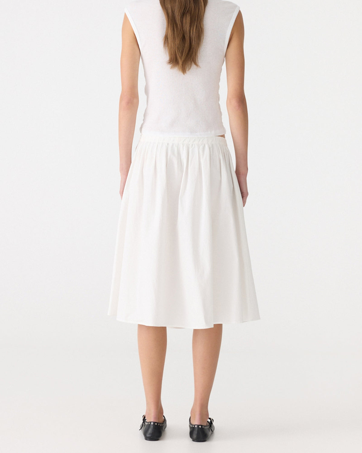 Bassike / Crushed Cotton Gathered Skirt / Natural