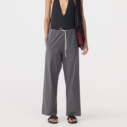 Bassike / Crushed Cotton Minimal Pant / Wash Black