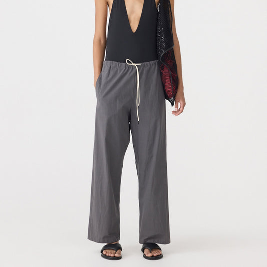 Bassike / Crushed Cotton Minimal Pant / Wash Black