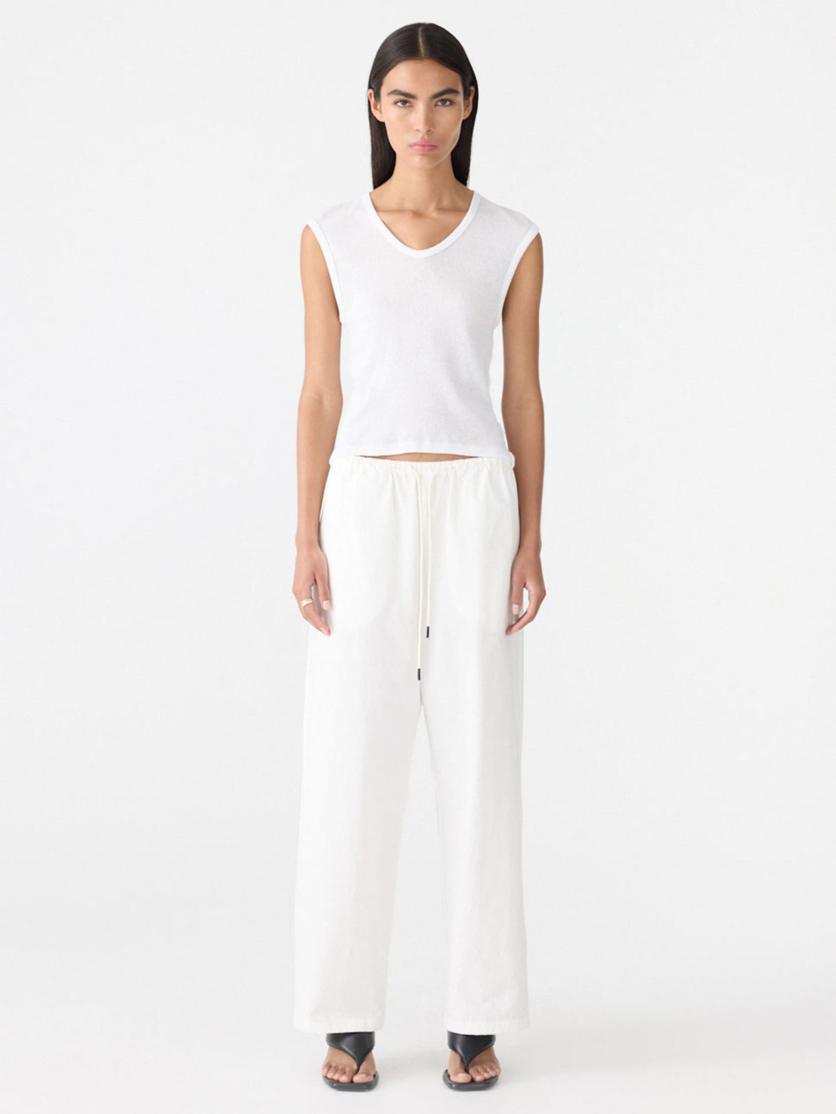 Bassike / Crushed Cotton Minimal Pant / Natural