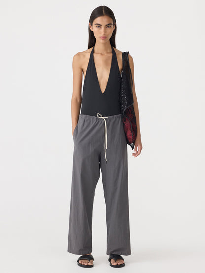 Bassike / Crushed Cotton Minimal Pant / Wash Black