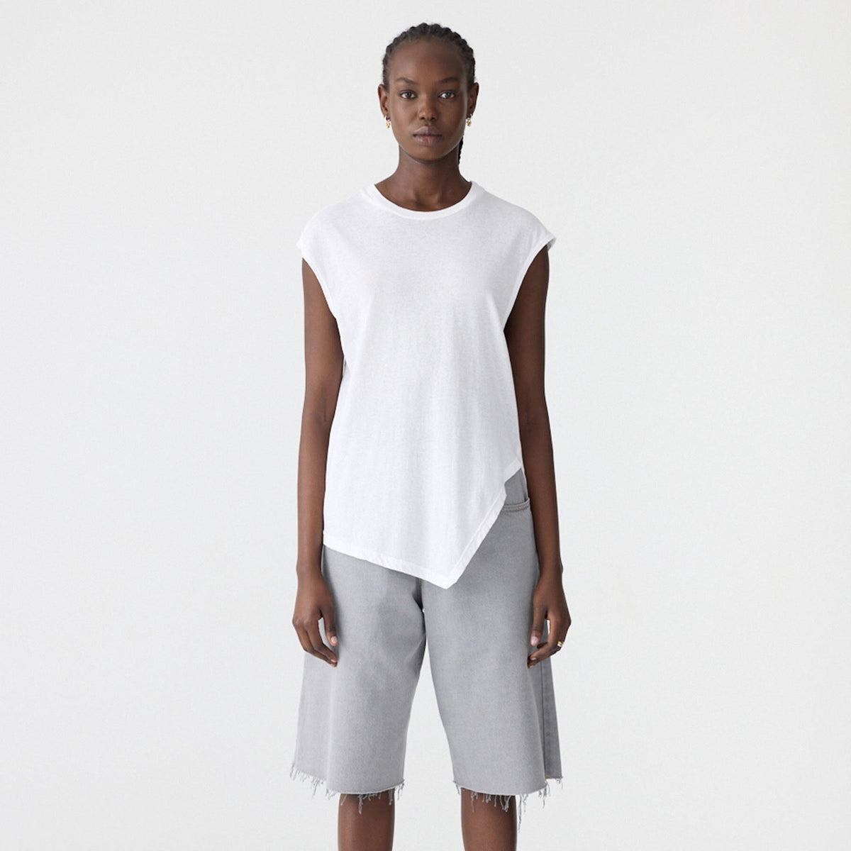 Bassike / Asymmetric Crew Tank / White